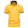 AIOPESON Men's Embroidered Cotton Polo Shirt: Slim Fit Solid Color Casual Polo for Summer Fashion