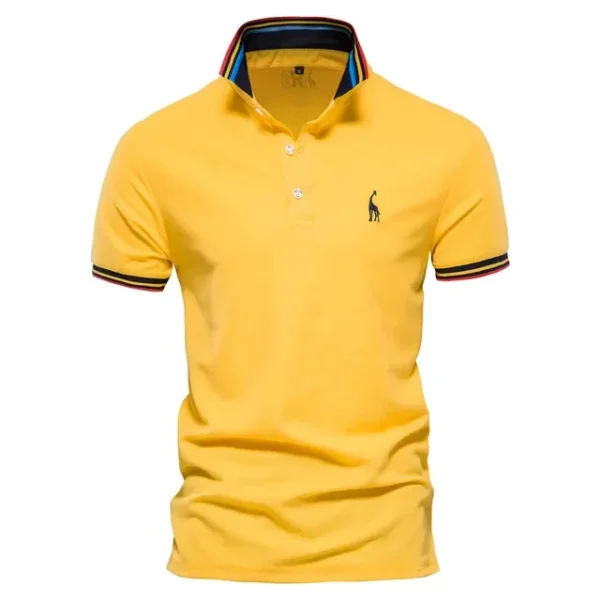 526529804 AIOPESON Men's Embroidered Cotton Polo Shirt: Slim Fit Solid Color Casual Polo for Summer Fashion