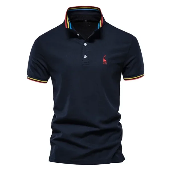 526529805 AIOPESON Men's Embroidered Cotton Polo Shirt: Slim Fit Solid Color Casual Polo for Summer Fashion
