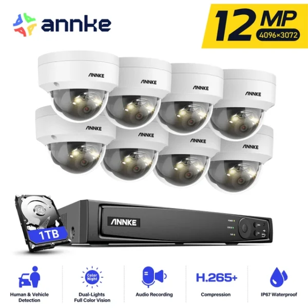 ANNKE 12MP Security Camera System Smart Dual Light Night Vision Protection Security Outdoor Surveillance Camera Remote Monitor