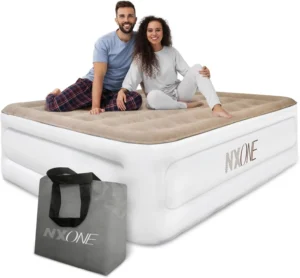 Air Mattress,18 inch Inflatable Airbed Luxury Double High Self Inflation Deflation Queen Air Mattress withUpgraded Built-in Pump