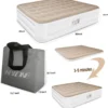 Air Mattress,18 inch Inflatable Airbed Luxury Double High Self Inflation Deflation Queen Air Mattress withUpgraded Built-in Pump