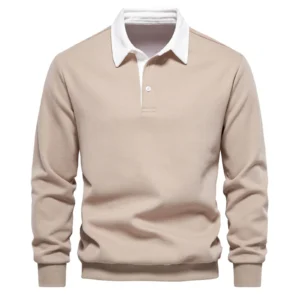 Autumn Spring Men's Long Sleeve Polo Shirt Buttons Lapels Luxury Comfortable T-shirt Top High End Thickened Casual Sweatshirts