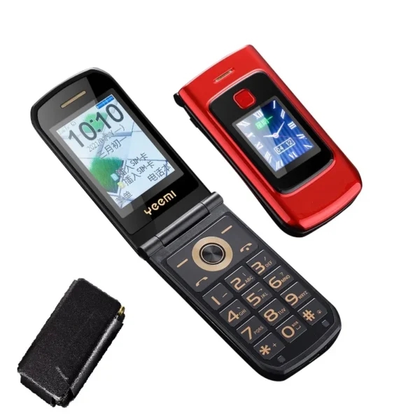 Dual Screen Flip Senior Cellphone 2G GSM Free Case SOS Large Push Button Fast Dial Loud Sound Camera Torch Elderly Foldale Phone