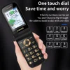 Dual Screen Flip Senior Cellphone 2G GSM Free Case SOS Large Push Button Fast Dial Loud Sound Camera Torch Elderly Foldale Phone