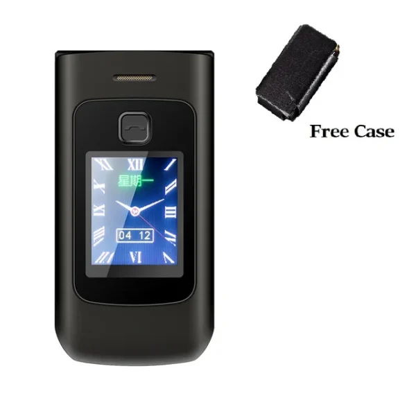 Dual Screen Flip Senior Cellphone 2G GSM Free Case SOS Large Push Button Fast Dial Loud Sound Camera Torch Elderly Foldale Phone