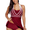 Women Halter plus size Tankini Swimsuits Beach Wear Padded Bathing Trunks Dress Briefs Suit Swimwear