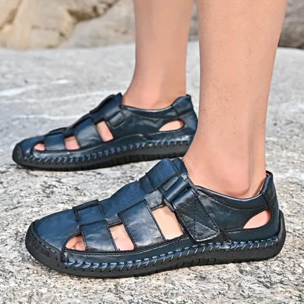 Men's Sport Sandals - Closed Toe Outdoor Fisherman Shoes, Breathable Summer Beach Loafers, Anti-Slip