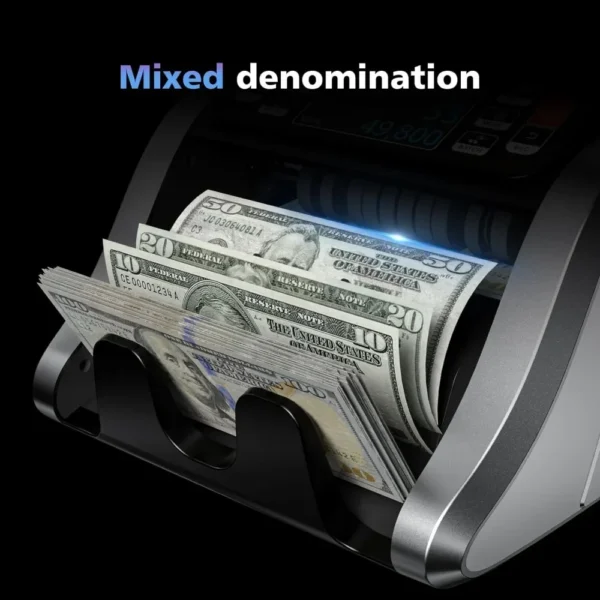 Mixed Denomination Money Counter Machine, Value Counting, UV/MG/IR/DD Counterfeit Detection, 3.5" TFT Display Cash Counting