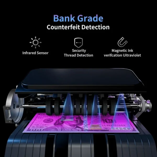 Mixed Denomination Money Counter Machine, Value Counting, UV/MG/IR/DD Counterfeit Detection, 3.5" TFT Display Cash Counting