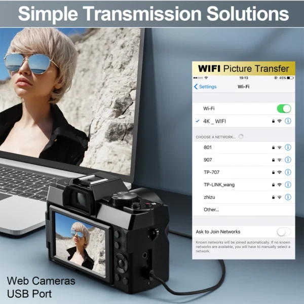 NBD Compact Digital Photography Camera 4K WIFI WebCam Vintage Vlog Video Recorder YouTube 48MP Camcorder 16X Digital Zoom Camera