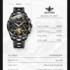 OUPINKE 3240 Automatic Watches Men 44mm Large Dial Tungsten Steel Strap Skeleton Flywheel Mechanical Watch for Men Luxury Watch