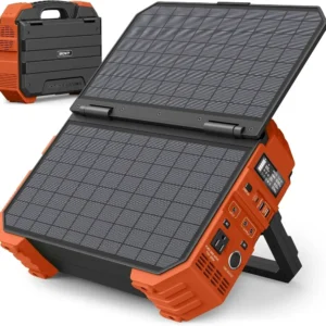 Portable Power Station with Built-in Solar Panel,614WH/192000mAh LiFePO4 Battery, 600W Solar Generator with AC/DC/USB/PD Outputs