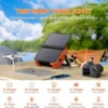 Portable Power Station with Built-in Solar Panel,614WH/192000mAh LiFePO4 Battery, 600W Solar Generator with AC/DC/USB/PD Outputs