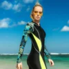 Sbart Thin Printed Long Sleeve Rash Guard Women One Piece Female Swimsuits Swimwear Zip Up Surf Wetsuits Bathing Suits