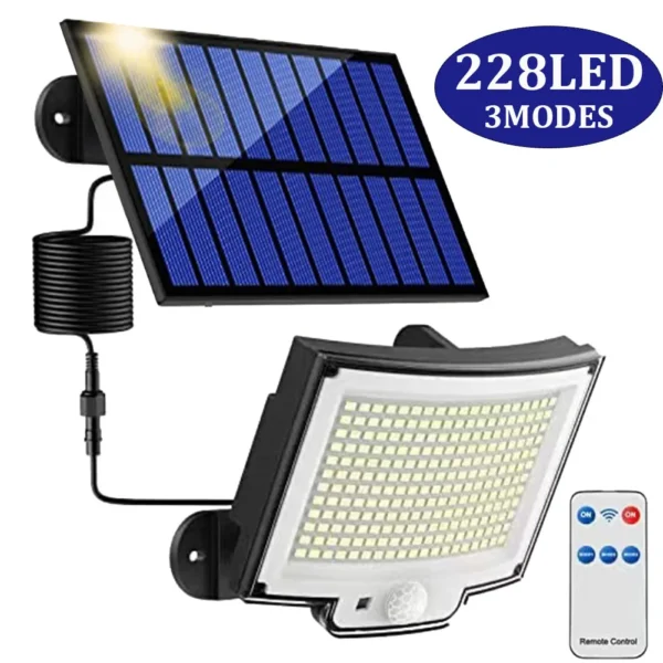 Solar Light Outdoor Waterproof with Motion Sensor Floodlight Remote Control 3 Modes for Patio Garage Backyard Solar Lamp