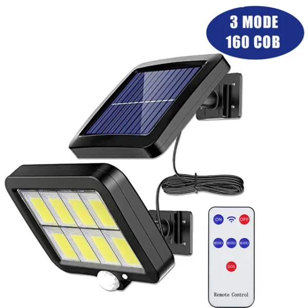 Solar Light Outdoor Waterproof with Motion Sensor Floodlight Remote Control 3 Modes for Patio Garage Backyard Solar Lamp