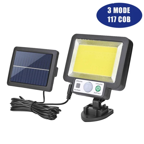 Solar Light Outdoor Waterproof with Motion Sensor Floodlight Remote Control 3 Modes for Patio Garage Backyard Solar Lamp