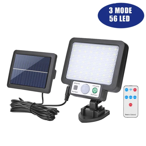 Solar Light Outdoor Waterproof with Motion Sensor Floodlight Remote Control 3 Modes for Patio Garage Backyard Solar Lamp