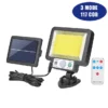Solar Light Outdoor Waterproof with Motion Sensor Floodlight Remote Control 3 Modes for Patio Garage Backyard Solar Lamp