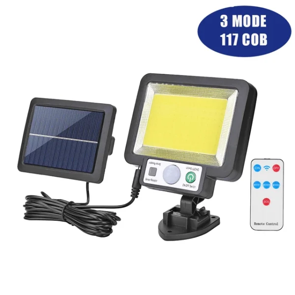Solar Light Outdoor Waterproof with Motion Sensor Floodlight Remote Control 3 Modes for Patio Garage Backyard Solar Lamp