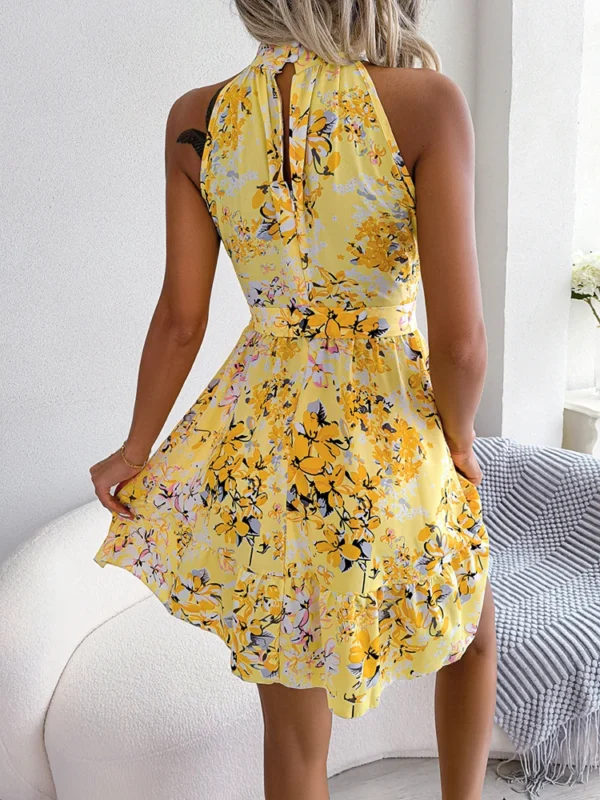 Summer Women Floral Printed Halter Sexy Short Dress, Woman Clothing,Dress Women,Women's Casual Beach Dresses,Sexy Costume Women