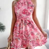 Summer Women Floral Printed Halter Sexy Short Dress, Woman Clothing,Dress Women,Women's Casual Beach Dresses,Sexy Costume Women