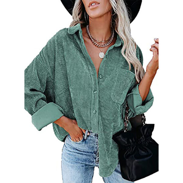 Autumn And Winter Women's Shirts Solid Color Lapel Pit Casual Jacket