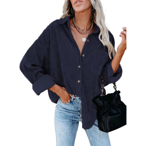 Autumn And Winter Women's Shirts Solid Color Lapel Pit Casual Jacket
