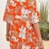 Printed 5-point Sleeve Cardigan Shirt And Shorts Two-piece Set