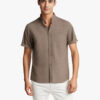 Solid-color Short-sleeved Lapel Shirt Summer Breathable Cotton And Linen Top Mens Clothing