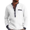 Men's Long Sleeved Henry Shirts Cotton Linen Shirts Regular Men's Shirts