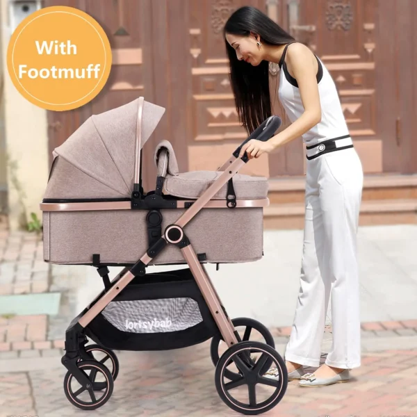 2-in-1 Baby  with Bassinet Mode - Folding Infant  Pram Stroller with Reversible Seat - Toddler Strollers for 0-36