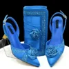 2025 Nigerian Fashion Ladies Evening Shoes And Bags Paired With Handmade Petal Clutches Pointed Toe Mid-Heel Women Party Shoes