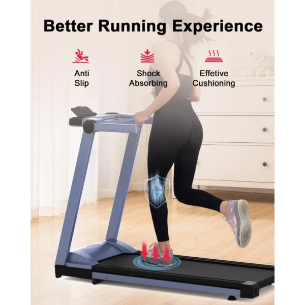 3.5HP Foldable Treadmill with Incline, 350 LBS Capacity Treadmill with LED, 0.6-10 mph Folding Treadmill Bluetooth Connectivity