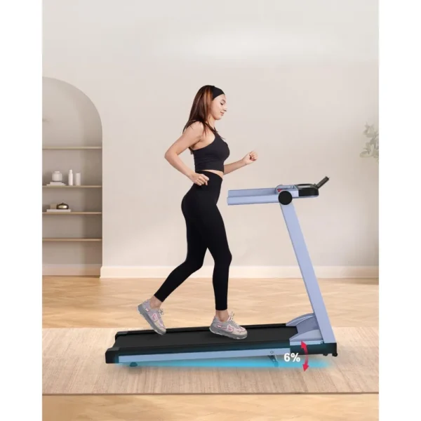 3.5HP Foldable Treadmill with Incline, 350 LBS Capacity Treadmill with LED, 0.6-10 mph Folding Treadmill Bluetooth Connectivity