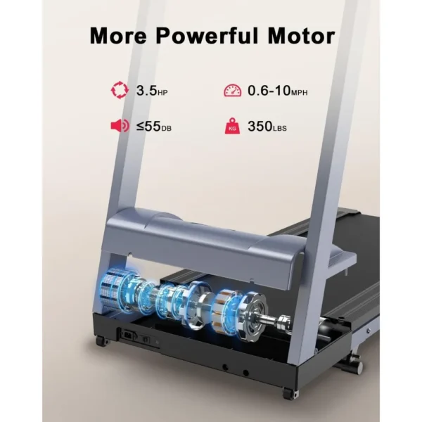 3.5HP Foldable Treadmill with Incline, 350 LBS Capacity Treadmill with LED, 0.6-10 mph Folding Treadmill Bluetooth Connectivity
