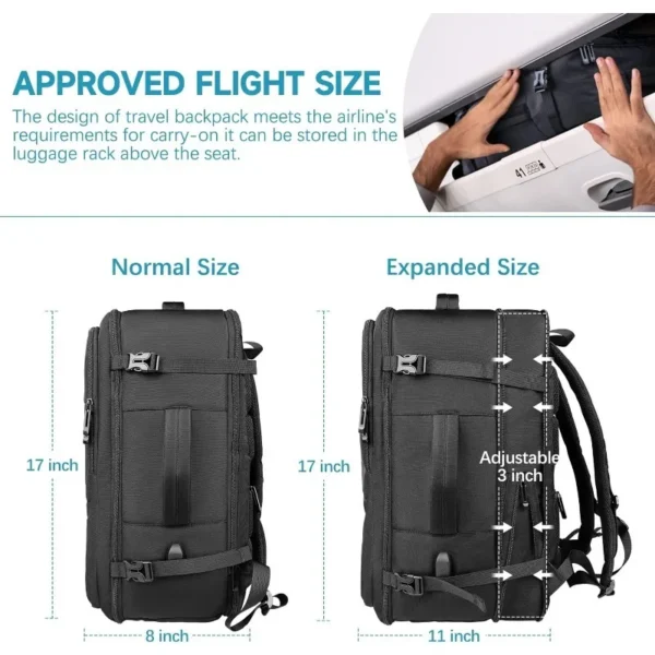40L Large Backpack Flight Approved Waterproof Business Weekend Suitcase Luggage Large Backpack Fits 17.3 Inch Laptop Men