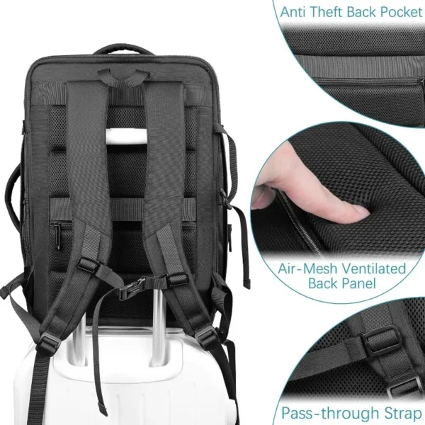 40L Large Backpack Flight Approved Waterproof Business Weekend Suitcase Luggage Large Backpack Fits 17.3 Inch Laptop Men