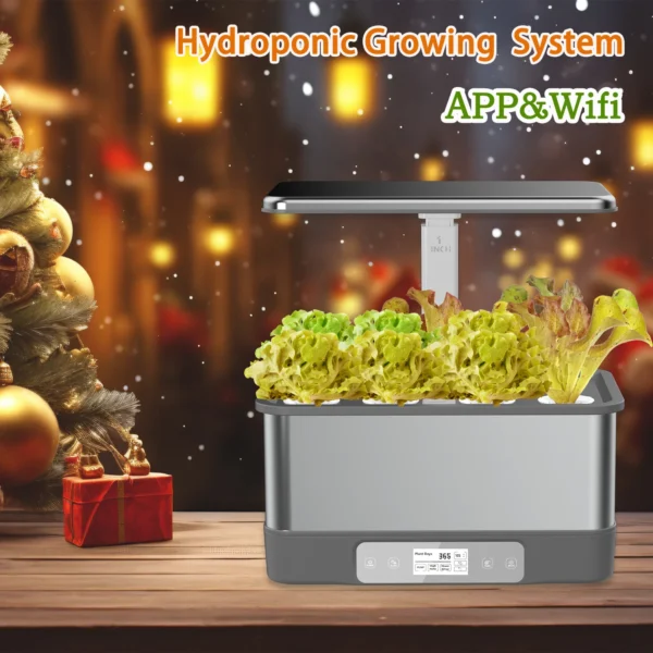 BHTNYOO-WiFi&APP Indoor Herbs Garden,Hydroponics Growing System Kit,8 Pods Soilless Planting Gardening Box with LED Growth Light