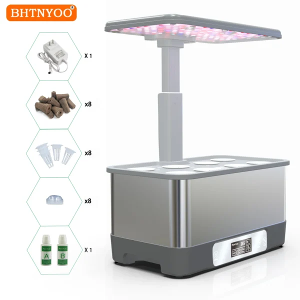 BHTNYOO-WiFi&APP Indoor Herbs Garden,Hydroponics Growing System Kit,8 Pods Soilless Planting Gardening Box with LED Growth Light