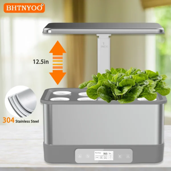 BHTNYOO-WiFi&APP Indoor Herbs Garden,Hydroponics Growing System Kit,8 Pods Soilless Planting Gardening Box with LED Growth Light