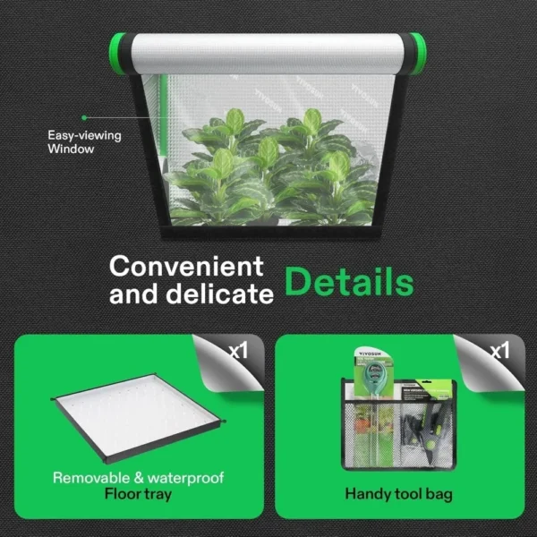 Grow Tent, 96"x48"x72" Roof Cube Tent with Observation Window and Floor Tray for Hydroponics Indoor Plant