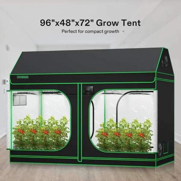 Grow Tent, 96"x48"x72" Roof Cube Tent with Observation Window and Floor Tray for Hydroponics Indoor Plant