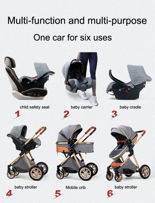 526843591 Luxury Portable Travel Pram 3 in 1Baby Stroller High Landscape Baby Pushchair Baby Travel Stroller Newborn Stroller