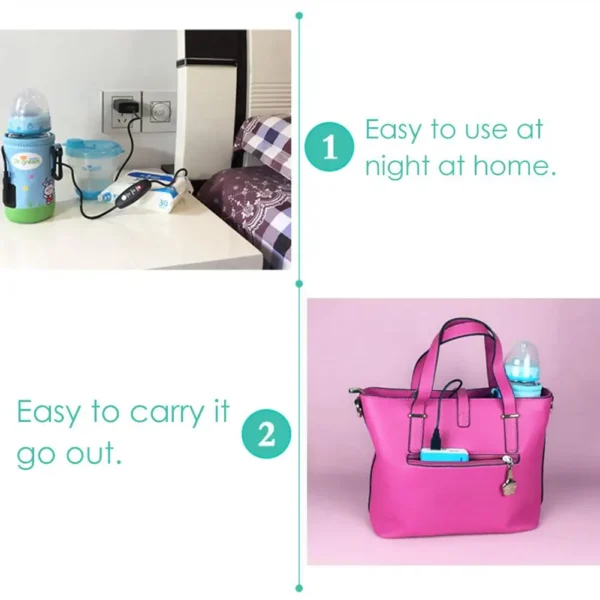 Portable Baby Travel Stroller Bag USB Milk Water Warmer Insulated Bag Baby Nursing Bottle Heater Feeding Bottle Bags