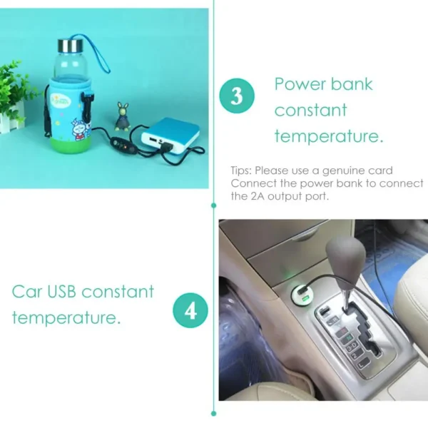 Portable Baby Travel Stroller Bag USB Milk Water Warmer Insulated Bag Baby Nursing Bottle Heater Feeding Bottle Bags