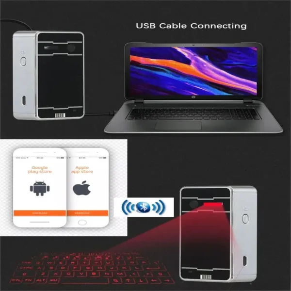 Portable Laser Projection Keyboard Infrared Bluetooth Virtual Keyboards 250*100 MM Zoom Gestures Connect to Smartphones/Computer
