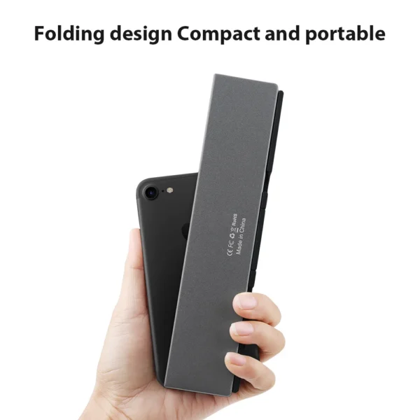 Portable Wireless Folding Keyboard for IPad IPhone Mac with Phone Holder Rechargeable Multilingual Wireless Bluetooth Keyboard
