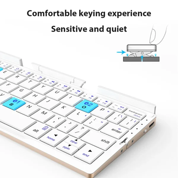 Portable Wireless Folding Keyboard for IPad IPhone Mac with Phone Holder Rechargeable Multilingual Wireless Bluetooth Keyboard